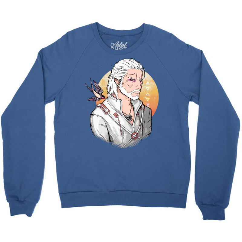 White Wolf And Swallow Gold Aesthetic Crewneck Sweatshirt by milabtowerp | Artistshot