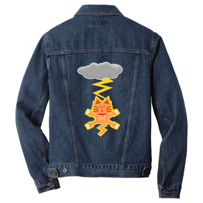 Cat Lightning Funny Men Denim Jacket by Reynaldo K Dennis | Artistshot