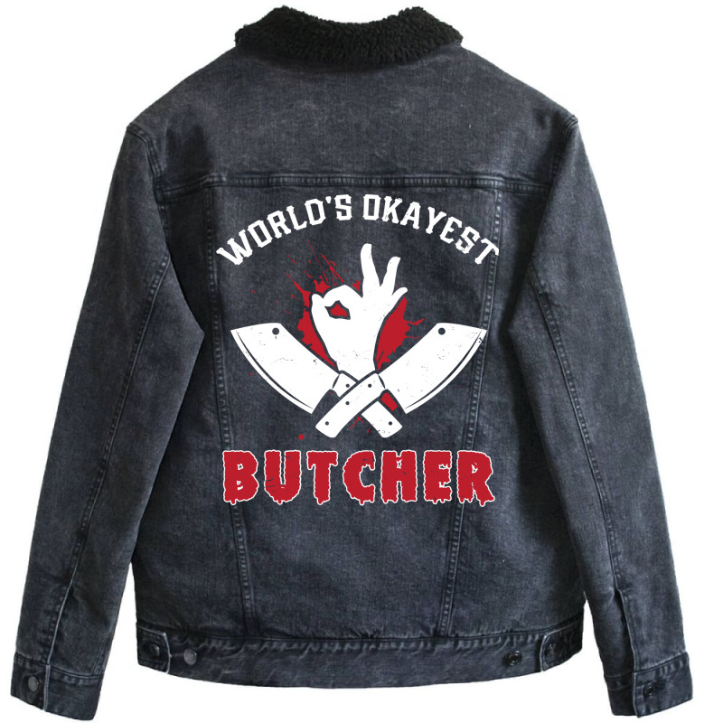 Worlds Okayest Butcher Butcher Meat Unisex Sherpa-lined Denim Jacket | Artistshot