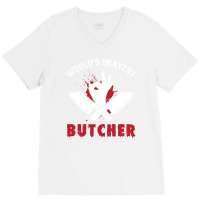 Worlds Okayest Butcher Butcher Meat V-neck Tee | Artistshot