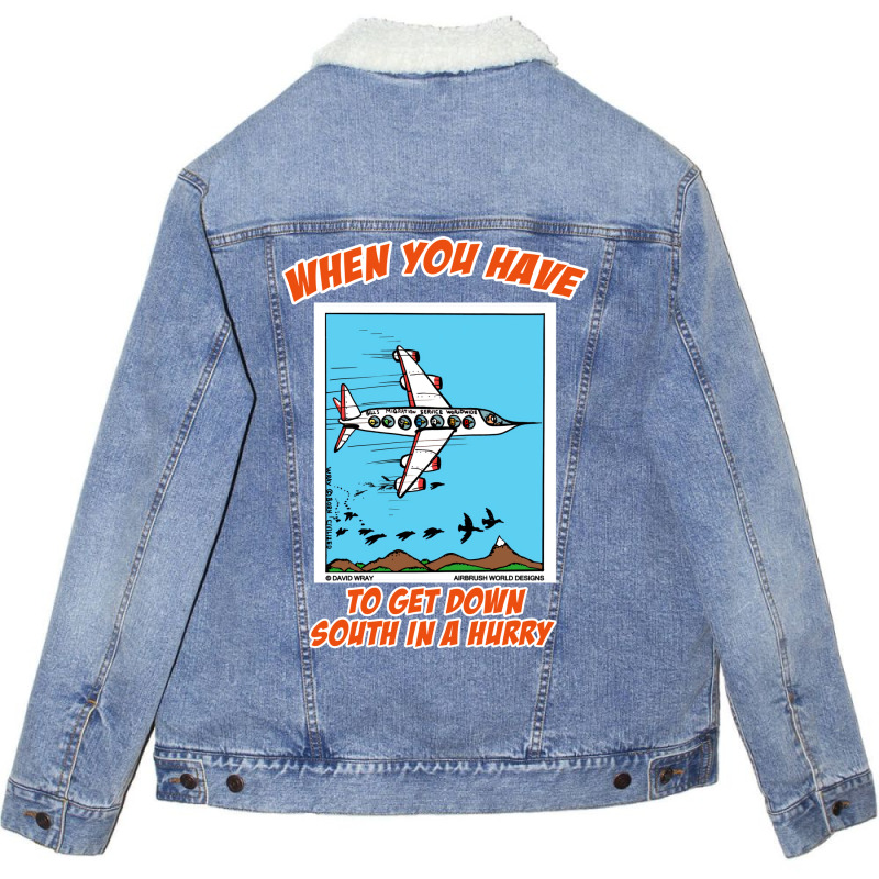 Bird Migration Service Airline Funny Animal Novelt Unisex Sherpa-lined Denim Jacket | Artistshot