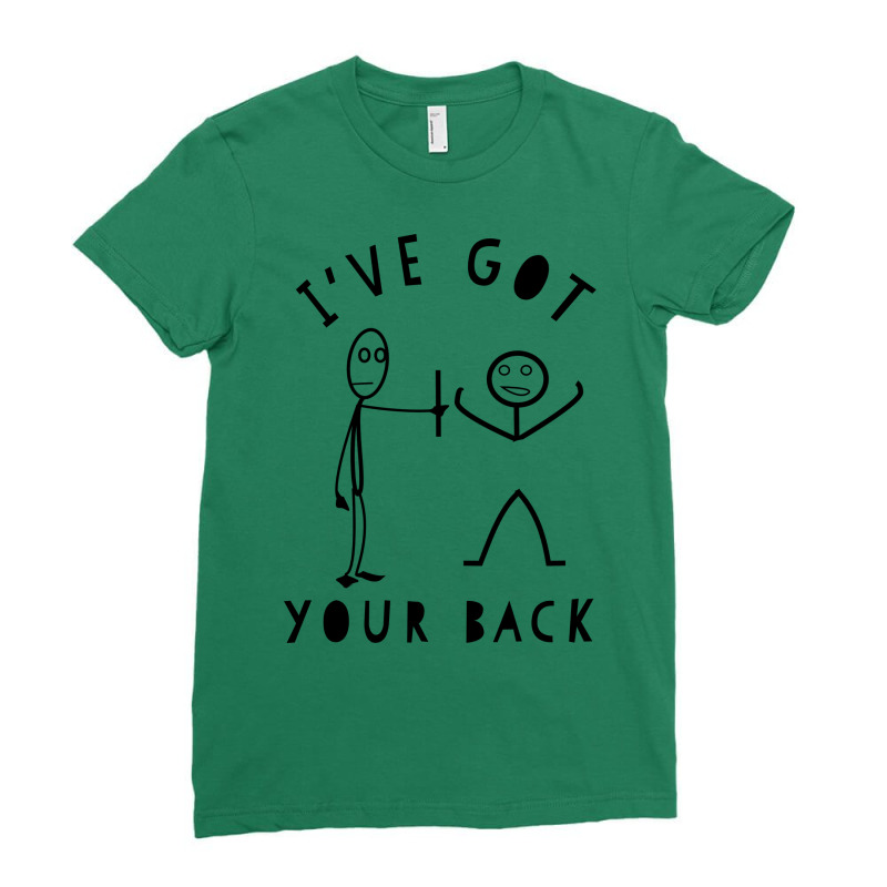 Ive Got Your Back Funny Stick Men Best Friends Gif Ladies Fitted T-Shirt by nadrileiskn | Artistshot