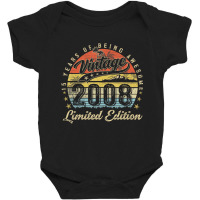 15 Year Old Gifts Vintage 2008 Limited Edition 15t Baby Bodysuit | Artistshot