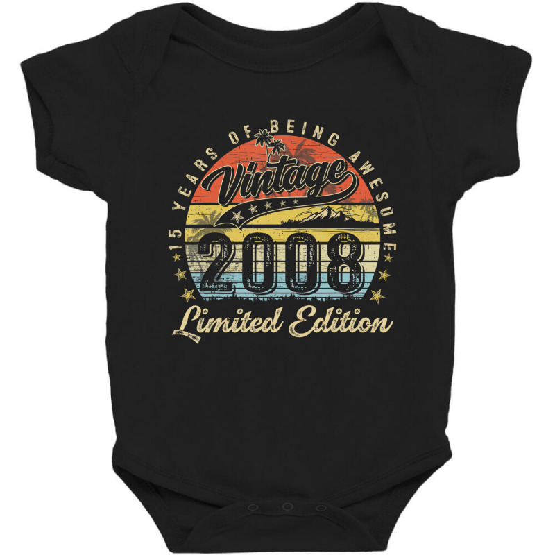 15 Year Old Gifts Vintage 2008 Limited Edition 15t Baby Bodysuit by scrabeck | Artistshot