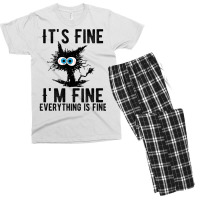 It's Fine I'm Fine Everything Is Fine Funny Cat Ki Men's T-shirt Pajama Set | Artistshot