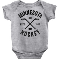 Distressed Minnesota Mn Ice Hockey Sticks Vintage Baby Bodysuit | Artistshot