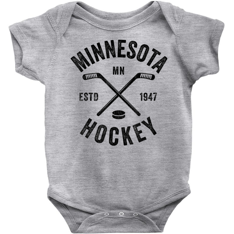 Distressed Minnesota Mn Ice Hockey Sticks Vintage Baby Bodysuit by dicosmokias | Artistshot