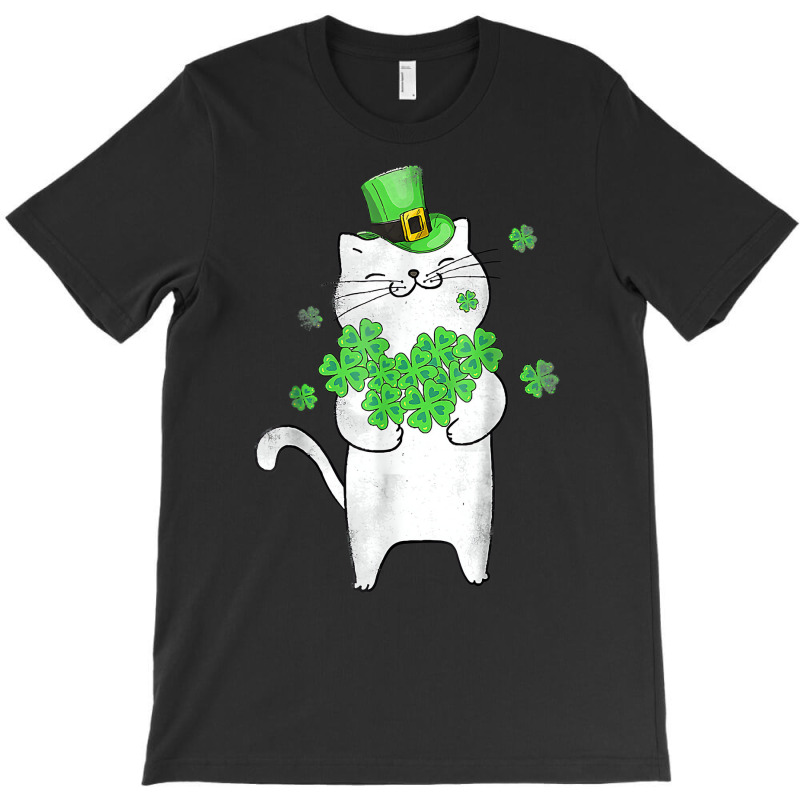 Cute Cat Lover Shamrock St Patricks Day Meowy Iris T-shirt | Artistshot