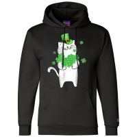 Cute Cat Lover Shamrock St Patricks Day Meowy Iris Champion Hoodie | Artistshot