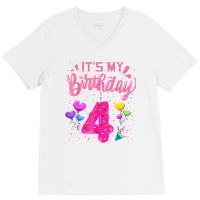 It's My 4th Birthday Doughnut Happy 4 Years Old Gi V-neck Tee | Artistshot