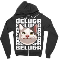 Beluga Cat Meme Funny Smile Be Polite Cat Text Rep Zipper Hoodie | Artistshot