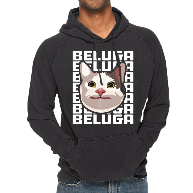 Beluga Cat Meme Funny Smile Be Polite Cat Text Rep Vintage Hoodie | Artistshot