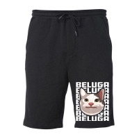 Beluga Cat Meme Funny Smile Be Polite Cat Text Rep Fleece Short | Artistshot