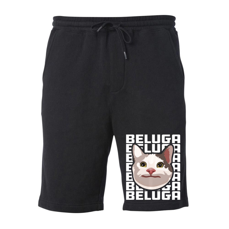 Beluga Cat Meme Funny Smile Be Polite Cat Text Rep Fleece Short | Artistshot