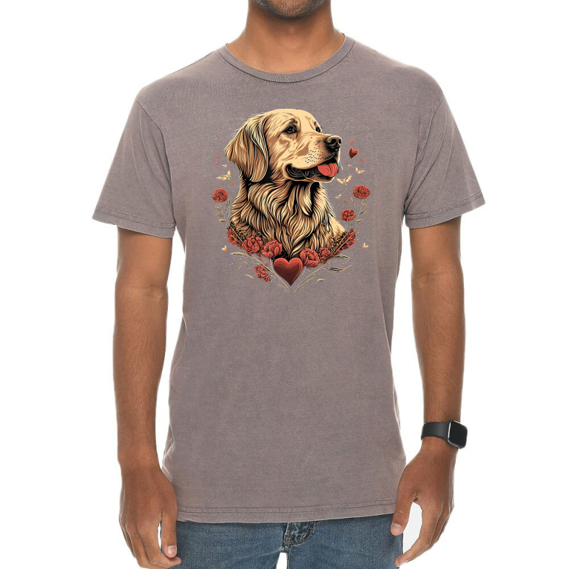 Funny Golden Retriever Dog Valentine Day T Shirt Vintage T-shirt | Artistshot