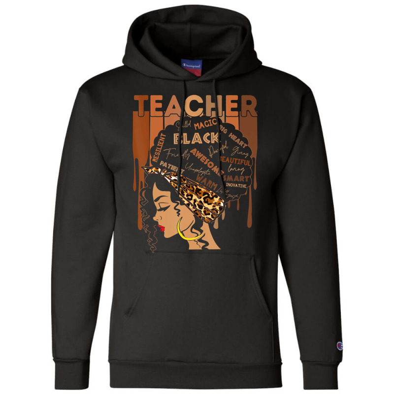 Black Woman Teacher Afro Retro Black History Month Champion Hoodie | Artistshot