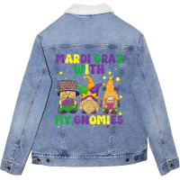 Funny Mardi Gras With Three Gnomes Mardi Gras And Unisex Sherpa-lined Denim Jacket | Artistshot