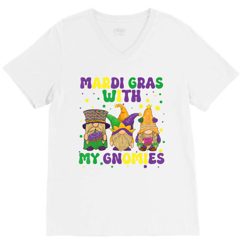 Funny Mardi Gras With Three Gnomes Mardi Gras And V-neck Tee | Artistshot