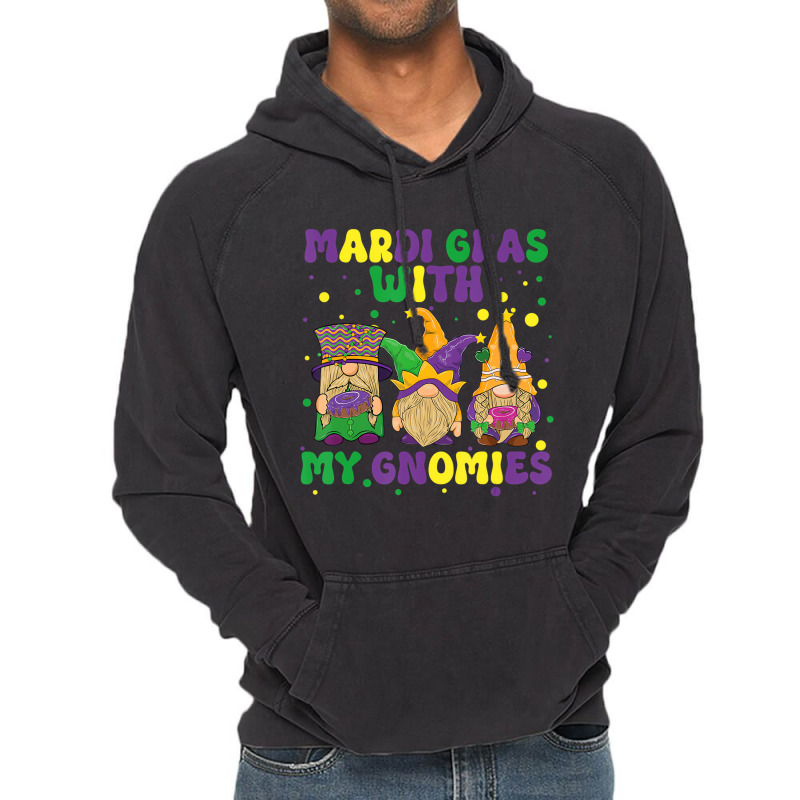 Funny Mardi Gras With Three Gnomes Mardi Gras And Vintage Hoodie | Artistshot