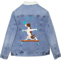 Brittany Dog Funny Fun Gym Workout Balanced & Bril Unisex Sherpa-lined Denim Jacket | Artistshot