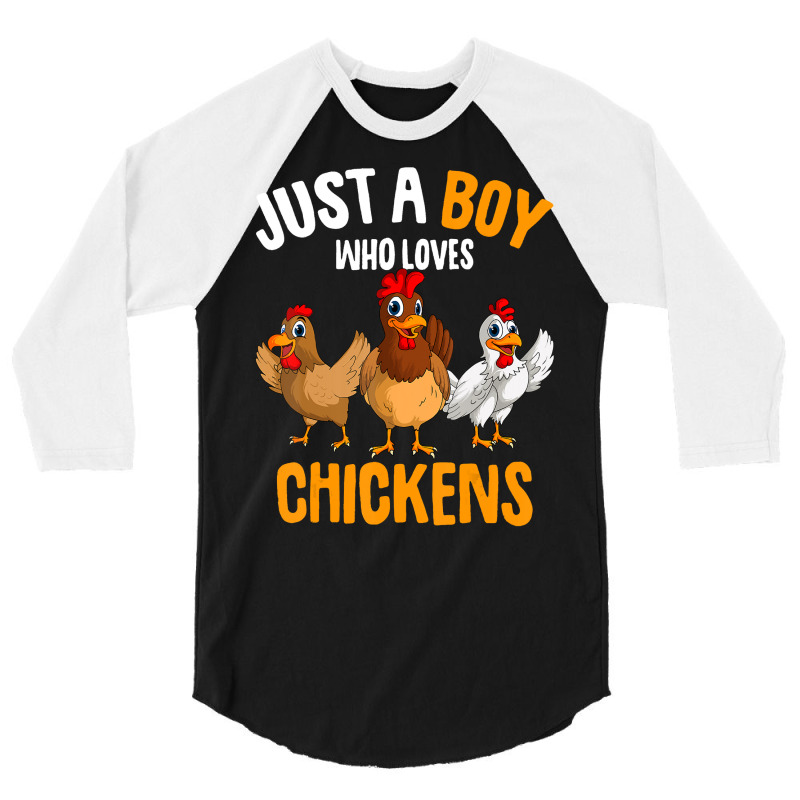 Just A Boy Who Loves Chickens Kids Boys Chicken T 3/4 Sleeve Shirt by tahon | Artistshot