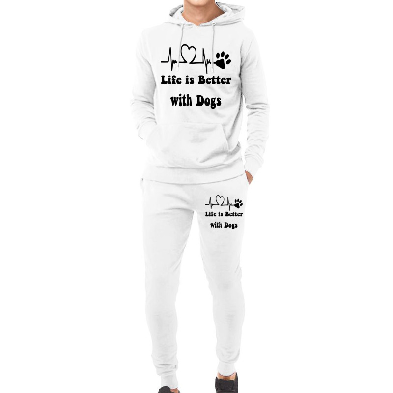 Heartbeat Dog Lovers Life Is Better With Dogs Funn Hoodie & Jogger Set | Artistshot