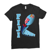 Fiji Rugby Fan Distressed Marbled Text Full Graphi Ladies Fitted T-shirt | Artistshot