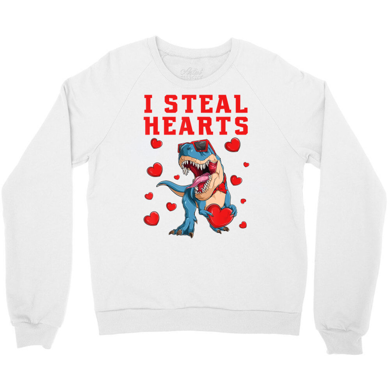 I Steal Hearts Valentines Day Dinosaur Boys Men Lo Crewneck Sweatshirt | Artistshot