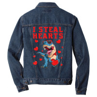 I Steal Hearts Valentines Day Dinosaur Boys Men Lo Men Denim Jacket | Artistshot