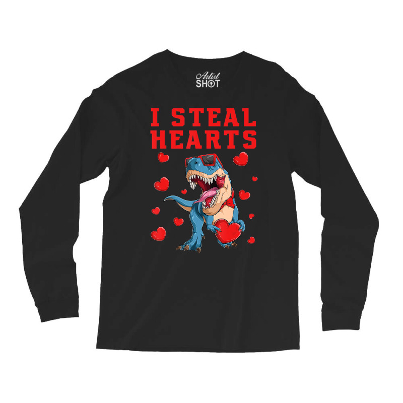 I Steal Hearts Valentines Day Dinosaur Boys Men Lo Long Sleeve Shirts | Artistshot