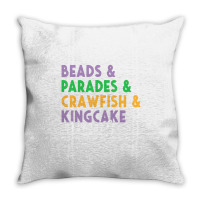 Mardi Gras Beads Parades King Cake CrawfishÂ fat Throw Pillow | Artistshot