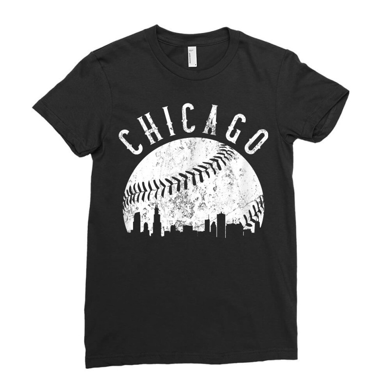 Vintage Chicago Illinois Skyline Apparel T Shirt Ladies Fitted T-Shirt by obdulia | Artistshot