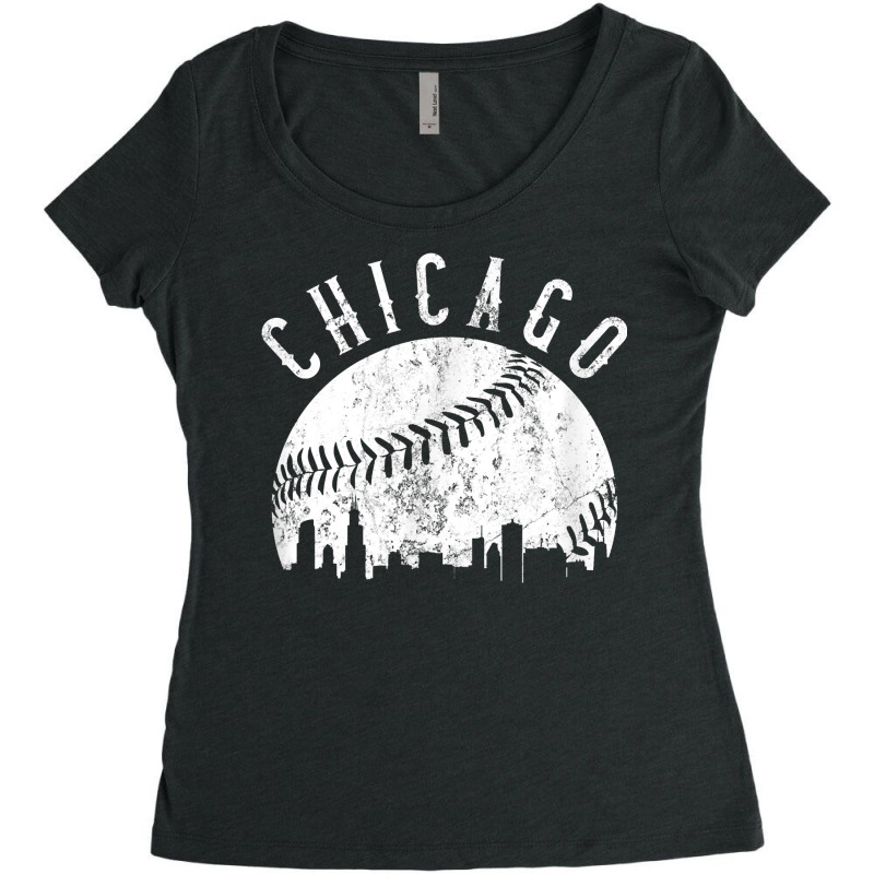 Vintage Chicago Illinois Skyline Apparel T Shirt Women's Triblend Scoop T-shirt by obdulia | Artistshot