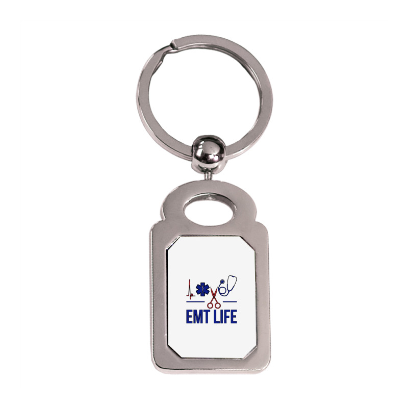 Emt Life Emergency Medical Technician Sweatshirt Silver Rectangle Keychain | Artistshot