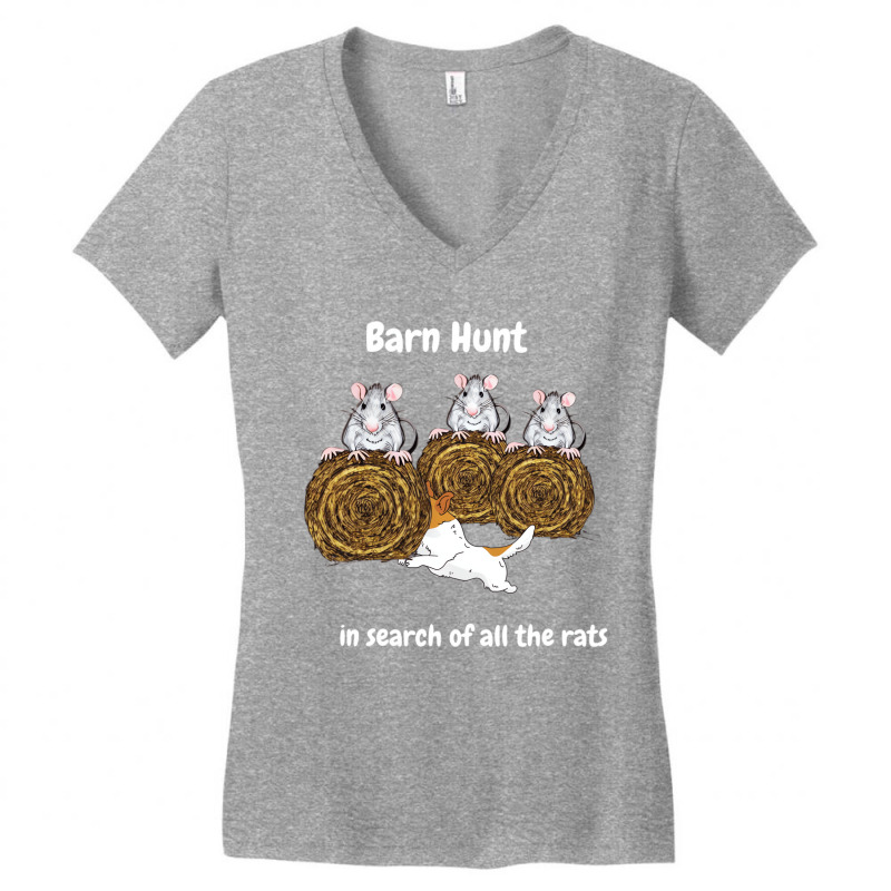 Funny Barn Hunt   In Search Of Rats With Jack Russ Women's V-Neck T-Shirt by eischeid | Artistshot