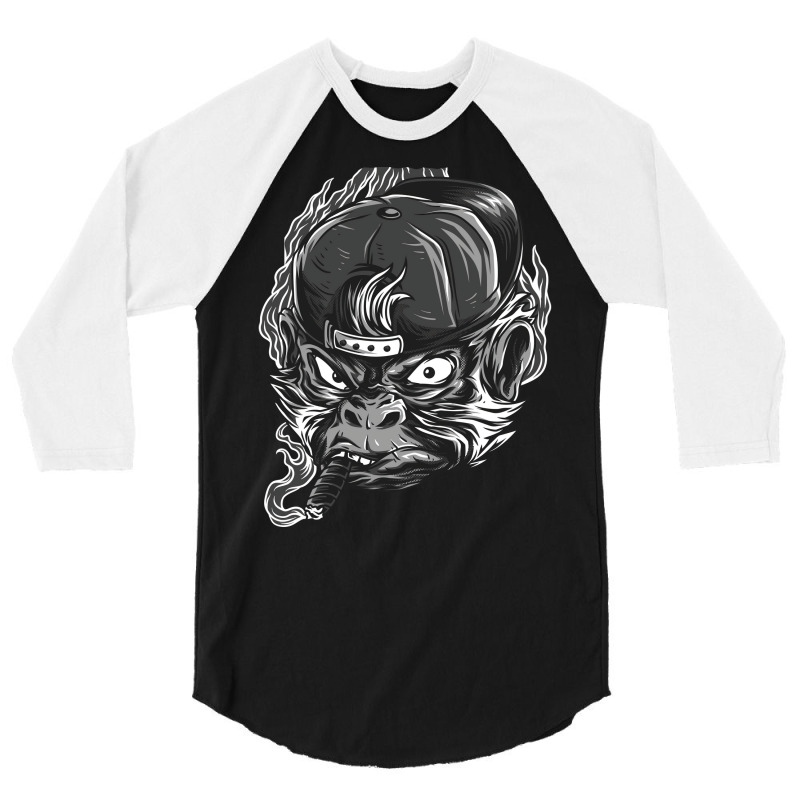 Angry Gorilla In A Cap Hipster 3/4 Sleeve Shirt by iveryamnnj | Artistshot