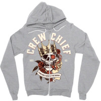 Crew Chief Skull With Cigar Design Zipper Hoodie | Artistshot