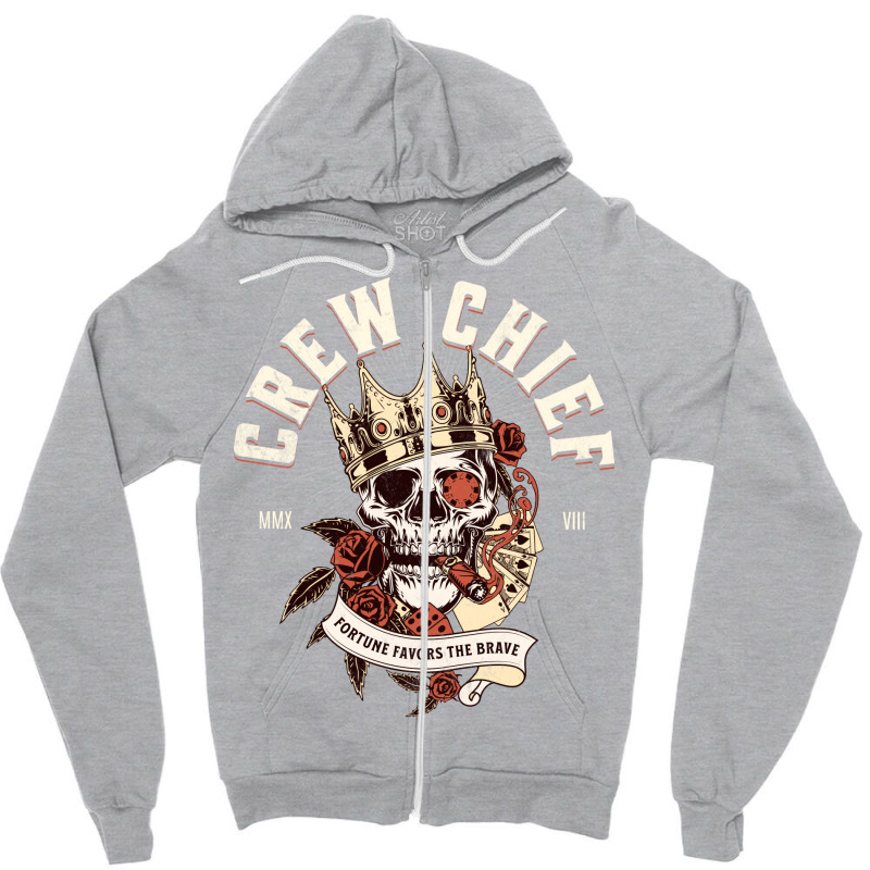 Crew Chief Skull With Cigar Design Zipper Hoodie by zekrinatorer | Artistshot