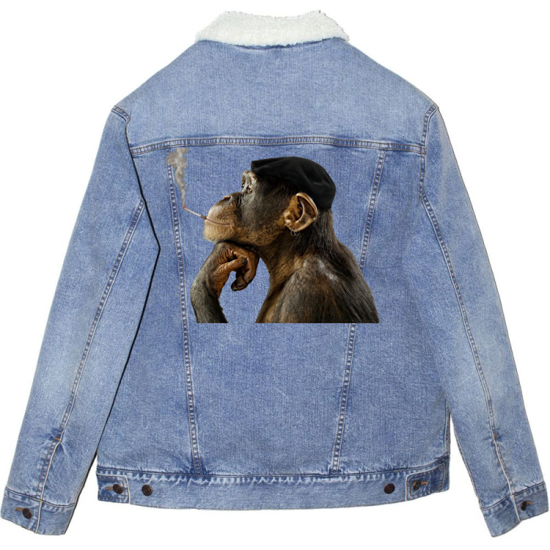 Cigarrete Smoking Monkey 80s Unisex Sherpa-lined Denim Jacket | Artistshot