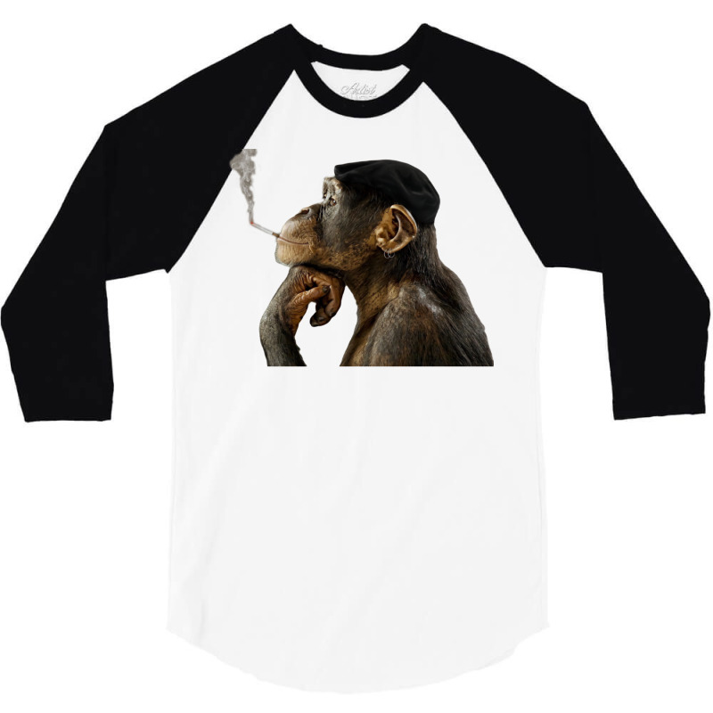 Cigarrete Smoking Monkey 80s 3/4 Sleeve Shirt | Artistshot