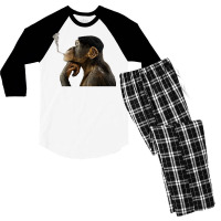 Cigarrete Smoking Monkey 80s Men's 3/4 Sleeve Pajama Set | Artistshot