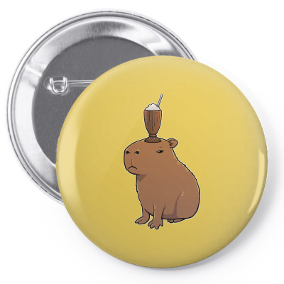 Custom Capybara With A Chocolate Milkshake On Its Head 80 Pin-back ...