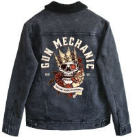 Gun Mechanic Skull With Cigar Design Unisex Sherpa-lined Denim Jacket | Artistshot