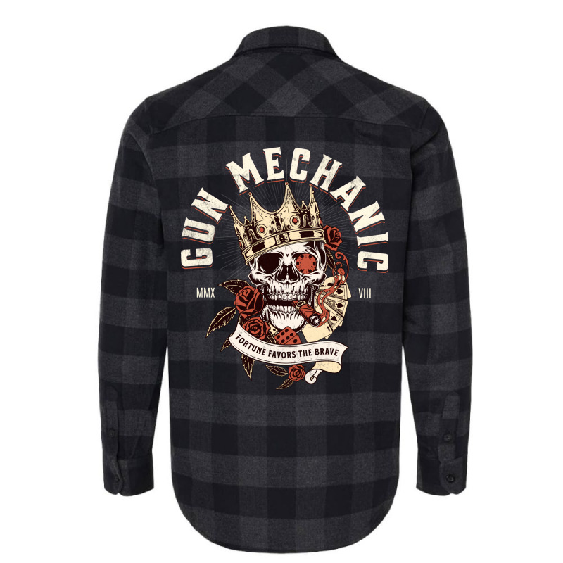 Gun Mechanic Skull With Cigar Design Flannel Shirt | Artistshot