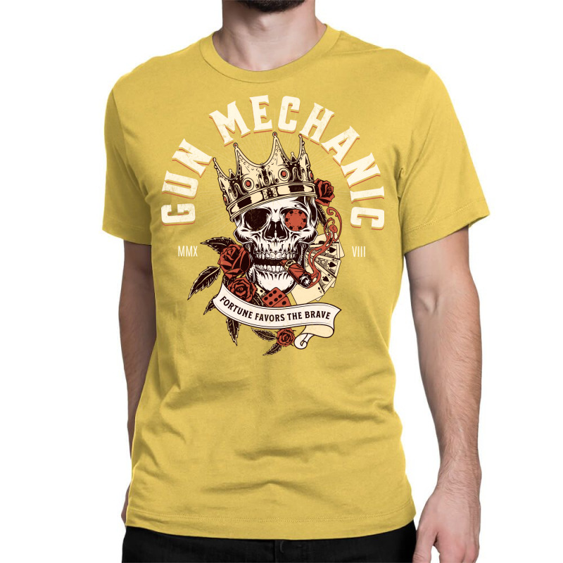 Gun Mechanic Skull With Cigar Design Classic T-shirt | Artistshot