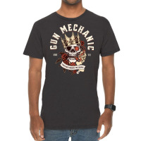 Gun Mechanic Skull With Cigar Design Vintage T-shirt | Artistshot