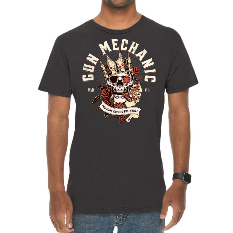 Gun Mechanic Skull With Cigar Design Vintage T-shirt | Artistshot