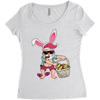 Happy Easter Bunny Ears Funny Santa Egg Basket Coo Women's Triblend Scoop T-shirt | Artistshot