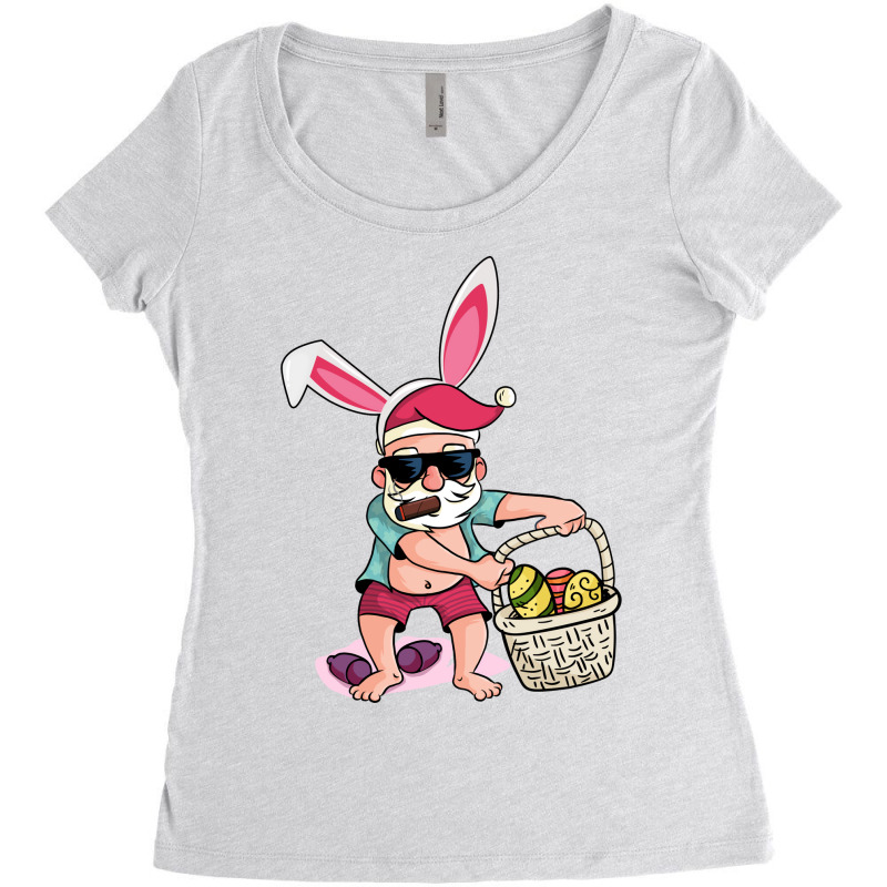 Happy Easter Bunny Ears Funny Santa Egg Basket Coo Women's Triblend Scoop T-shirt by wienchassex | Artistshot