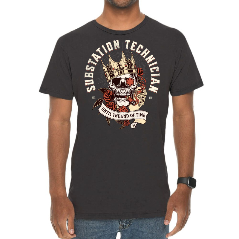 Substation Technician Skull With Cigar Design Vintage T-Shirt by zekrinatorer | Artistshot